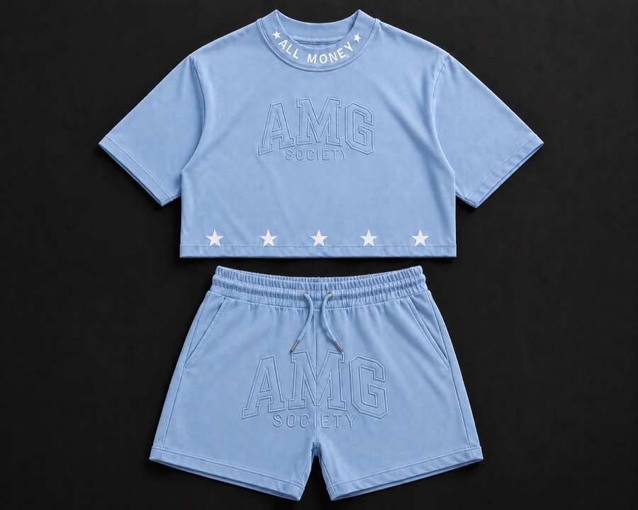AMG Society All Money Crop Set — Light Blue