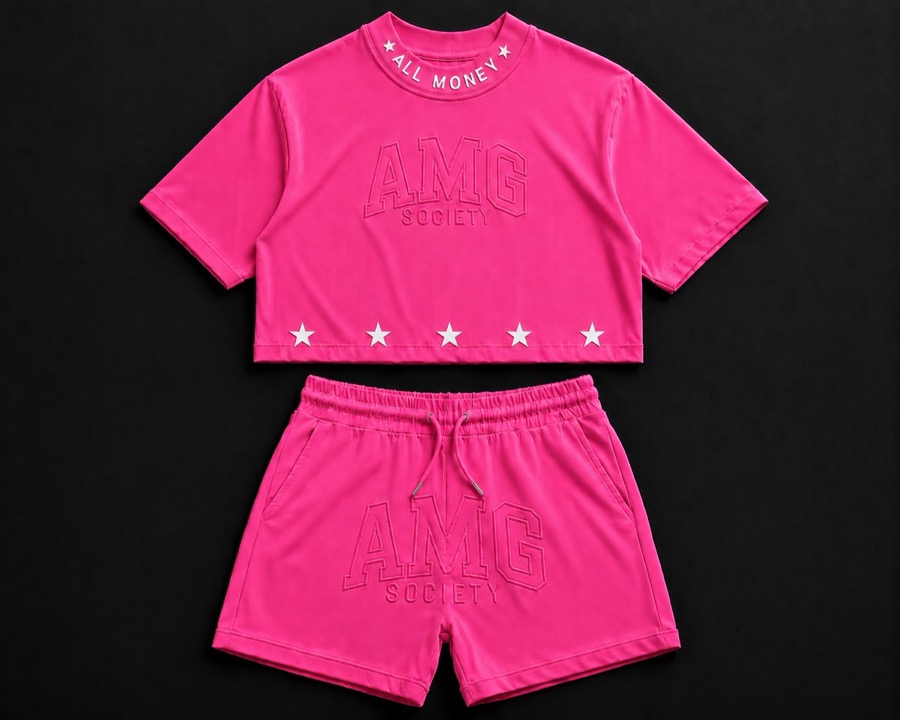 AMG Society All Money Crop Set — Hot Pink