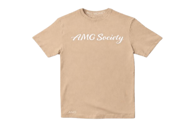 AMG Society Script Tee — Khaki