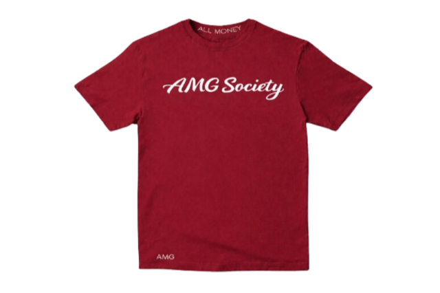 AMG Society Script Tee — Maroon
