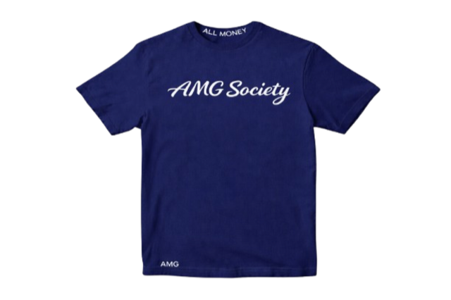 AMG Society Script Tee — Midnight Navy