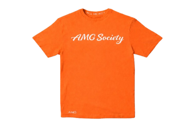 AMG Society Script Tee — Blaze Orange