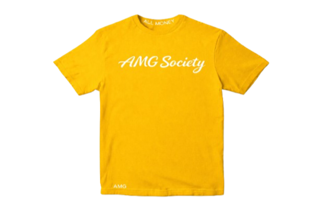 AMG Society Script Tee — Money Yellow
